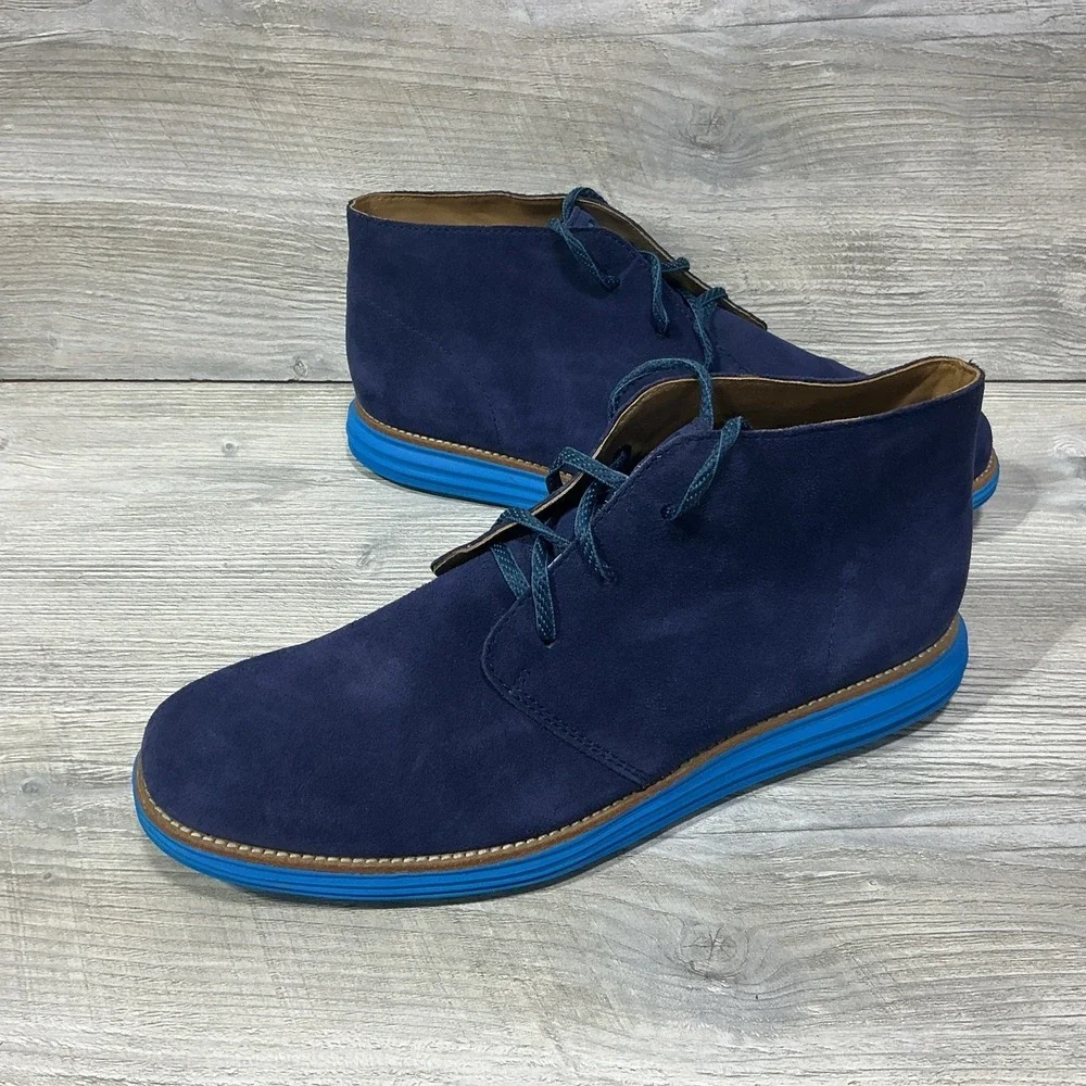 Cole Haan LunarGrand Chukka Boots Mens Size 13 M Blue Suede C13627 Desert Preppy